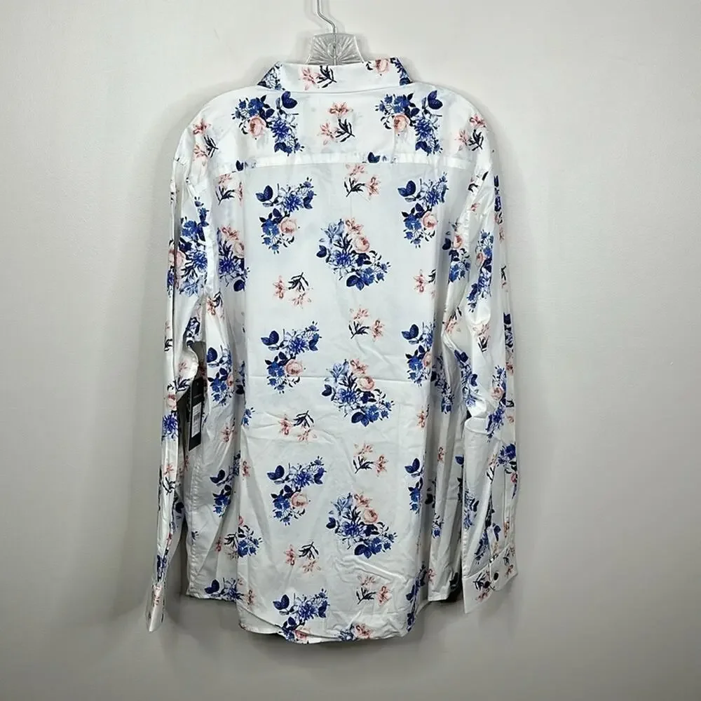 Johnny Bigg William Floral Stretch Button Up Shirt Pink Big & Tall 4XL NWT